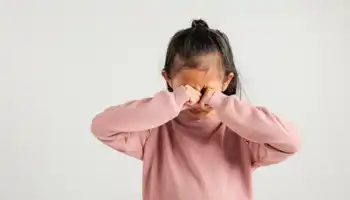 Kid Girl Emotional Turmoil Unfolds As Cries And Wipes Tear