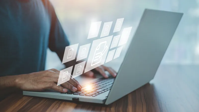 Document Management Concept, Online Documentation Database Technology, Document Management Design For Business Technology Background