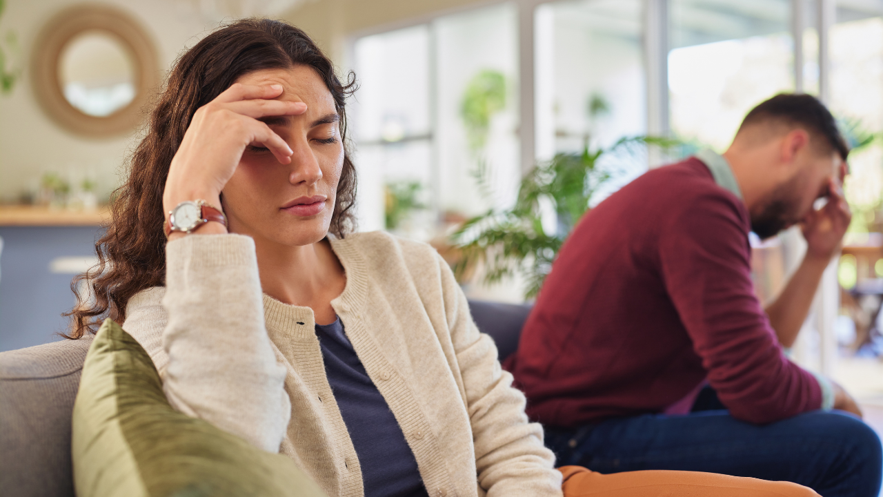 Stressed Mid Adult Couple At Home