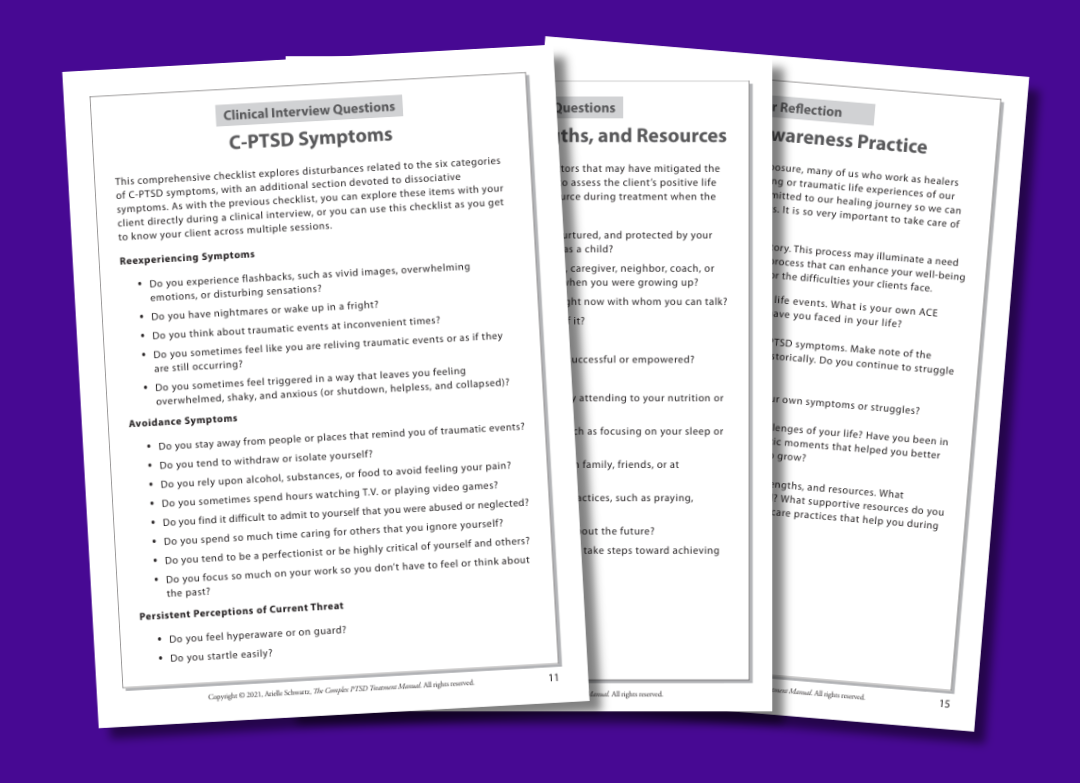 Get your free Complex PTSD Worksheets from The Complex PTSD Treatment Manual