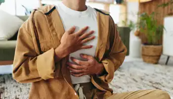 Mindfulness, Home Or Hands With Breathing Routine, Relaxation Or Body Awareness Practice For Wellness